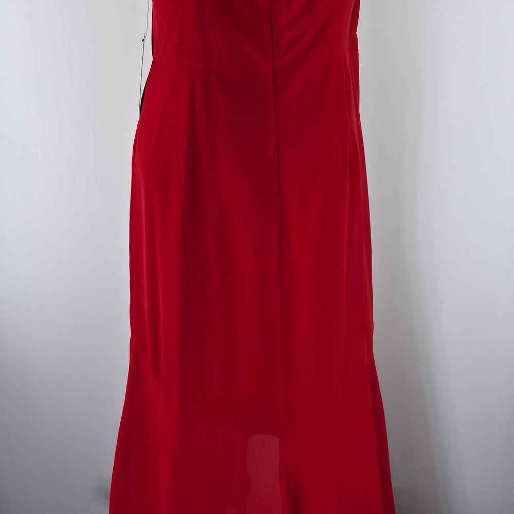 Lulus Maxi Dress Womens L Red Ruched High-Low Hem Square Neck Adjustable Straps‎ - Picture 12 of 16